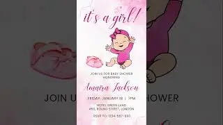 Editable baby Girl shower video invitation  #videoinvitations #babyshowerinvites #animatedinvites