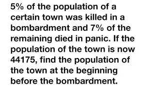 5% of the population of a certain town was killed in a bombardment and 7% of the remaining died in