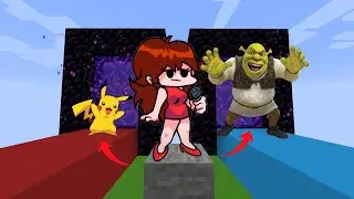 Minecraft FNF Girlfriend: DO NOT CHOOSE THE WRONG PORTAL (Pikachu or Shrek ?)