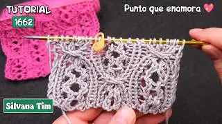 🔝 Mi nuevo Punto favorito: “Encaje Entrelazado” TEJIDO A DOS AGUJAS 🌟paso a paso