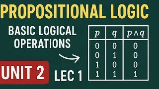 Propositional Logic : Basic Logical Operation, Truth table | Discrete Structure | Unit 2 | Lec 1