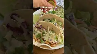 Air Fryer Fish Tacos with Cilantro Lime Slaw #recipe #easyrecipe #airfryer #airfryerrecipes