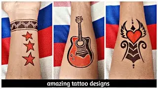 Amazing tattoo designs of guitar | flying heart | hand band with star