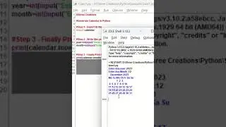 Calendar in python #shortvideo  #computerlanguage #pythonlearning #shortvideo   #python #shorts