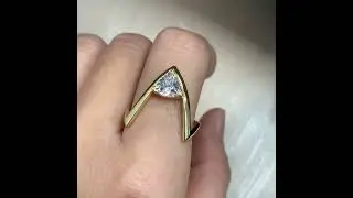 1.5ctw Trillion Cut White Sapphire Solitaire Chevron Ring
