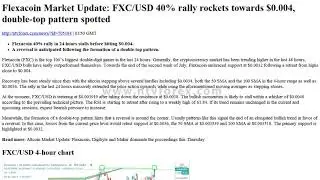 Flexacoin Market Update FXC USD 40% rally rockets towards $0.004, double top pattern spotted