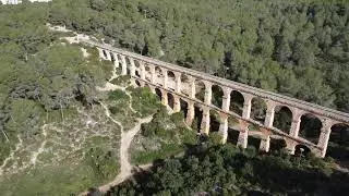 DJI MINI 2. Les Ferreres Aqueduct, Devil's Bridge, Pont del Diable. Roman Empire, Tarraco. 