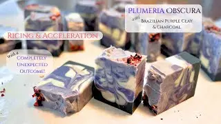 Making Plumeria Obscura Soap Brazilian Purple Clay, Activated Charcoal, Ricing & Accelerating Batter