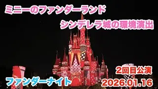 【2回目公演】シンデレラ城の環境演出（ミニーのファンダーランド） / ファンダーナイト / 東京ディズニーランド（2026.01.16）