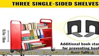 VEVOR Book Cart, 200lbs Library Cart, 35x19x49 Inch Rolling Book Cart Double Sided W-Shaped Sloped