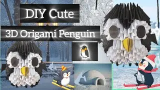 DIY Cute 3D Origami Penguin🐧|Easy paper craft✨|Step by step tutorial❄| Easy and adorable😍#papercraft