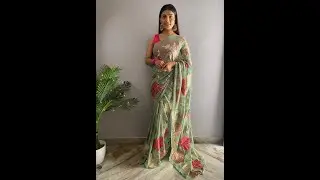 Georgette Thread And Sequence Embroidery Work Saree Wholesale ||Latest Design of Sequence Saree 2022