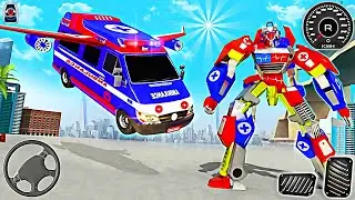 US Flying Ambulance VAN Game 3D - Rescue Robot Transformer Sim | Android Gameplay | Part 2
