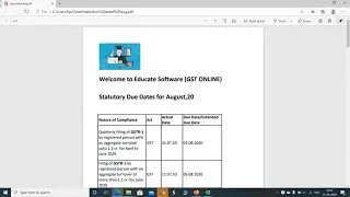Due Dates of Statutory (GST, INCOME TAX, TDS & OTHERS) for the month of August,20