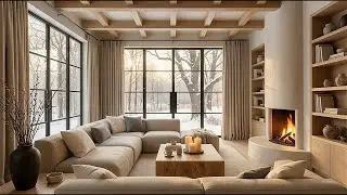 🔥Relaxing Holidays Music by Fireplace  ❄️Cozy Winter Ambience with Falling Snow #025