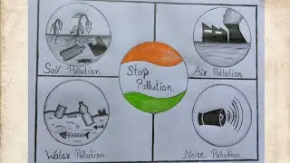 How to draw stop pollution poster drawing// Save environment poster drawing