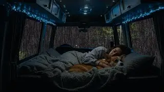 Relaxing Rain & Thunder on Cozy Car ⛈ Deep Sleep Sounds, Anxiety Relief, Stress Free Night Ambience