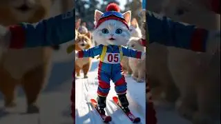 Snowy Ski Adventure ❄️🐾Hashtags: #SkiAdventure #WhiskersTheKitten #WinterWonder