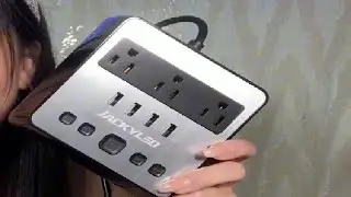 JACKYLED Alarm Clock with USB Charger Power Strip Total 4 8A USB Ports LED Full Screen Surge Protect