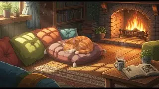 Night Fireplace Ambience 🔥✨ Calm Cozy Room Lofi for Deep Focus
