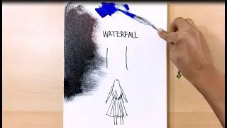 Acrylic painting of Forestry Waterfall landscape step by step easy tutorial by JekDrawingTips