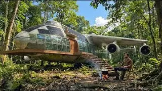 This man built a SECRET HOUSE inside the Antonov An 225 Mriya Building a house in the forest ASMR
