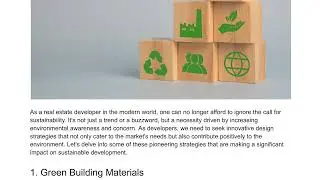 Innovative Design Strategies for Sustainable Development - Landmark Estates
