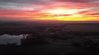Bloody sunrise Poland 2025 Klimont&oacute;w 4K Dron View