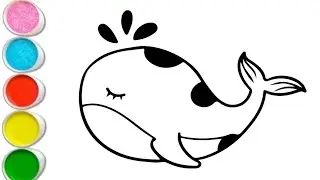 Cute Whale Fish Drawing for Kids | Easy Step by Step Ocean Animal Drawing for Beginners