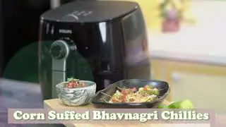 Corn Stuffed Bhavnagri Chillies with Philips Airfryer | Diwali Special