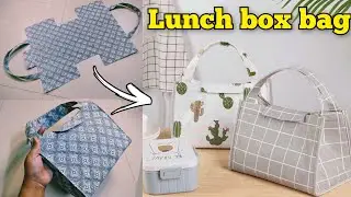 SUPER EASY - Lunch box bag making at home| bag cutting and stitching/ handbag/ picnic bag/ tote bag