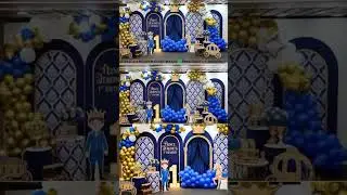 👑 Royal Prince Theme Birthday Decoration | Blue & Gold Fairytale Setup 🎂✨