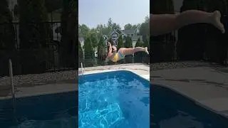 High DIVE Swan Dive Slow Motion into Swimming Pool from Diving Board #shorts