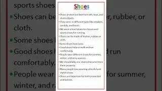 Essay on Shoes #shorts #youtubeshorts #shoes #shoe #essay #easytolearnandwrite #myshoes#learnenglish