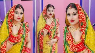 Traditional makeup 💄 for indian festival | yellow saree makeup look |   Maheshwari makeup style