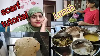 scarf tutorial ! Cotton scarf se face ko kese wrape kare ! Lunch m aaj dalchawal bnaya ! Naziya vlog
