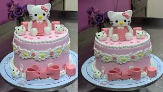 How to make kitty birthday cake decorating and fondant cake decoration ideas by chefshoaib on YouTub