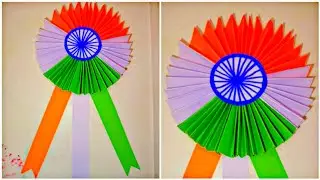 Republic Day Badge Making / DIY Indian Tricolor Badge / 26th January Craft Ideas