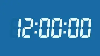 12 Hour Digital Countdown Timer | Ice Blue Digits | Deep Sky Blue Background | No Sounds