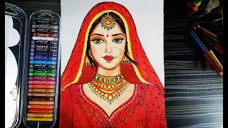 Indian bride drawing with oil pastel colour, part-2