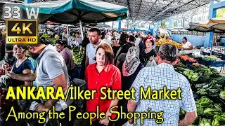 Ankara İlker Pazarı 4K Y&uuml;r&uuml;y&uuml;ş Turu | Lively Neighborhood Market Walking Tour