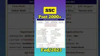 SSC NEW RECRUITMENT 2023//SSC NEW VACANCY 2023//SELECTION POSTS 2000+#shorts #latest #viral #2023👍👍👍