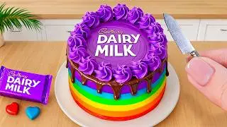 Satisfying Rainbow Cake Recipe with Dairy Milk Decorating | Colorful Chocolate Cake Decorating Hacks