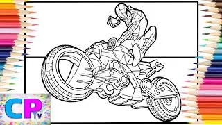 Spiderman Rides on His Fast Motorbike/Creative Colors/Uplifting Music/Art Therapy