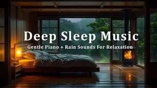 Relaxing Sleep Music & Winter Rain Sounds for Sleeping, Gentle Piano Touch and Rainy Night Calm