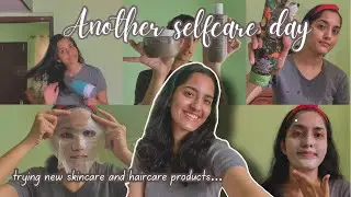 Another selfcare day | trying new skincare and haircare products 🛁🧴💫