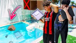 تحدي لا ترمي الصندوق الغلط في الماء ! 📦😱🌊 ( رمى درع اليوتيوب ! )