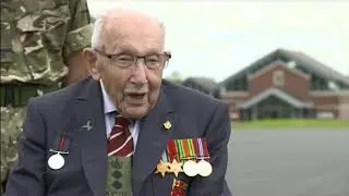 Captain Sir Tom Moore at Harrogate army training college honour (UK) - ITV News - 3rd August 2020