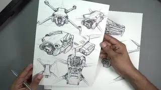 Product sketching (industrial design/drawing) drone sketch