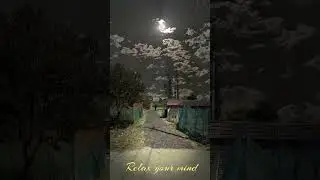 Village Night View Status Moon Light Sky Background Nature